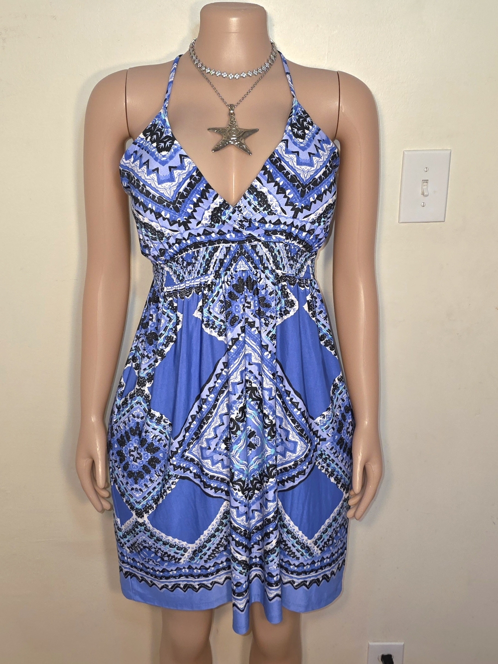 INC International Concepts Blue Printed Halter Sundress